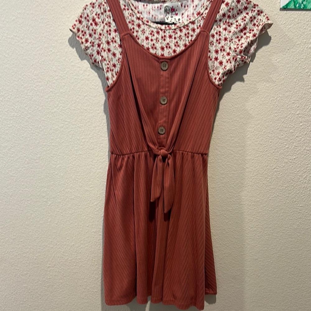 Floral and Rust Kids Dress